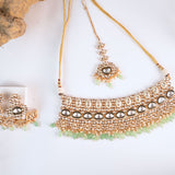 Mehjabeen choker necklace in light green with mangtika