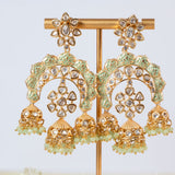 Dhaani Green Kundan Earrings Set