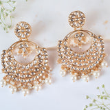 Mallika Ivory Kundan Earrings Set