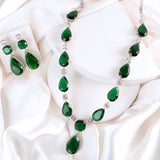 Selena AD Emerald Teardrop Set (2 earrings and Necklace)
