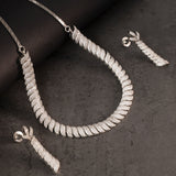 Enchantress AD White Single Layer  Set  (2 earrings and Necklace)