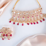 Mumtaz choker necklace sets in ruby red