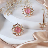 Sitara Pink Kundan Earrings Set