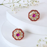 Anahita Ruby Kundan Earrings Set