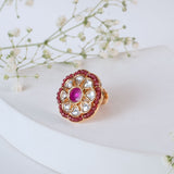 Anahita Ruby Kundan Earrings Set