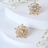 Ayesha Mint Kundan Earrings Set