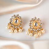Zehra Ivory Kundan Earrings Set
