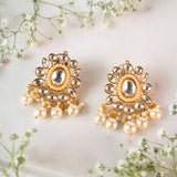 Zehra Ivory Kundan Earrings Set
