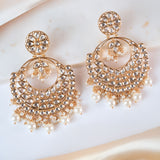 Mallika Ivory Kundan Earrings Set