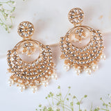 Mallika Ivory Kundan Earrings Set