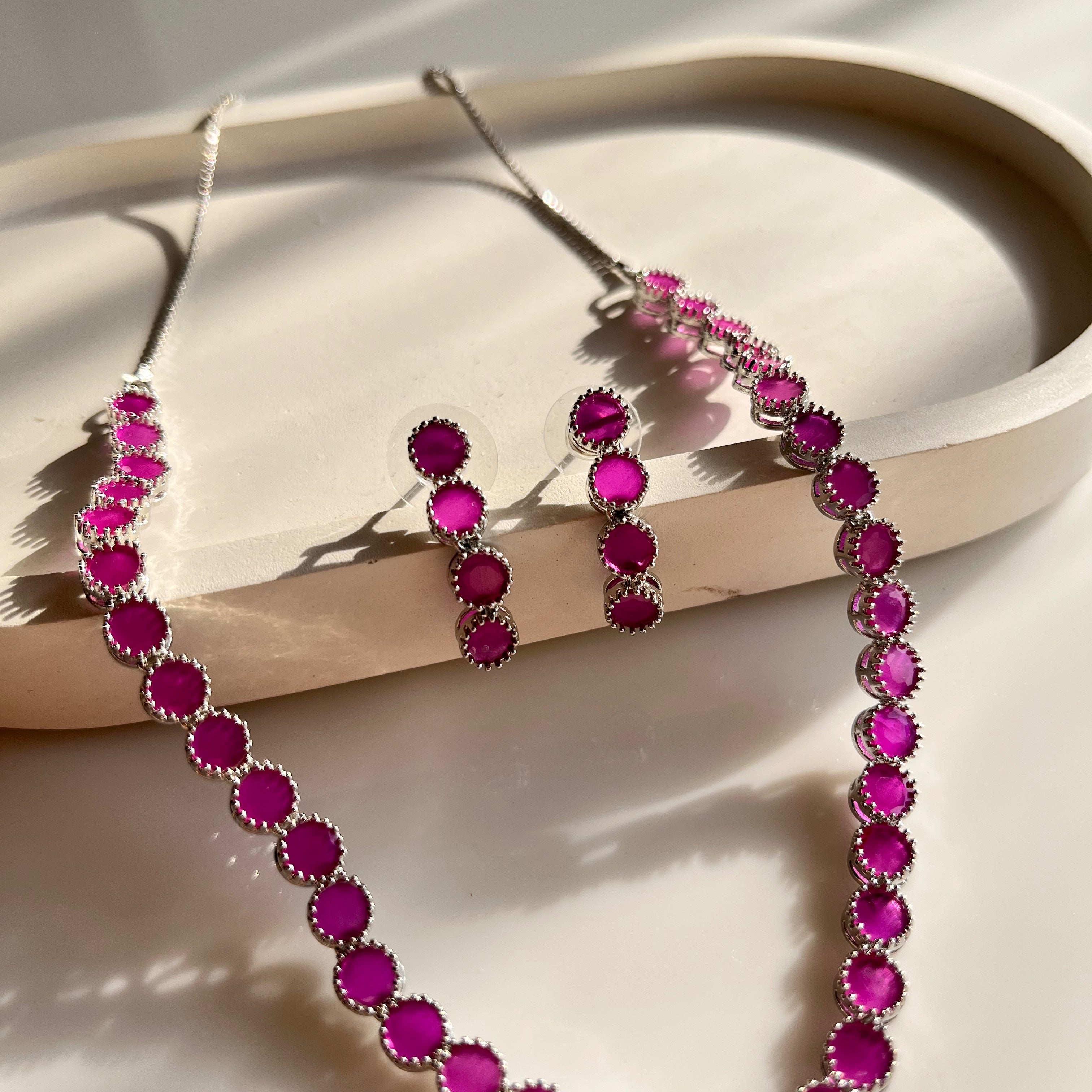 Monica AD Single Layer Set  (2 earrings and Necklace)