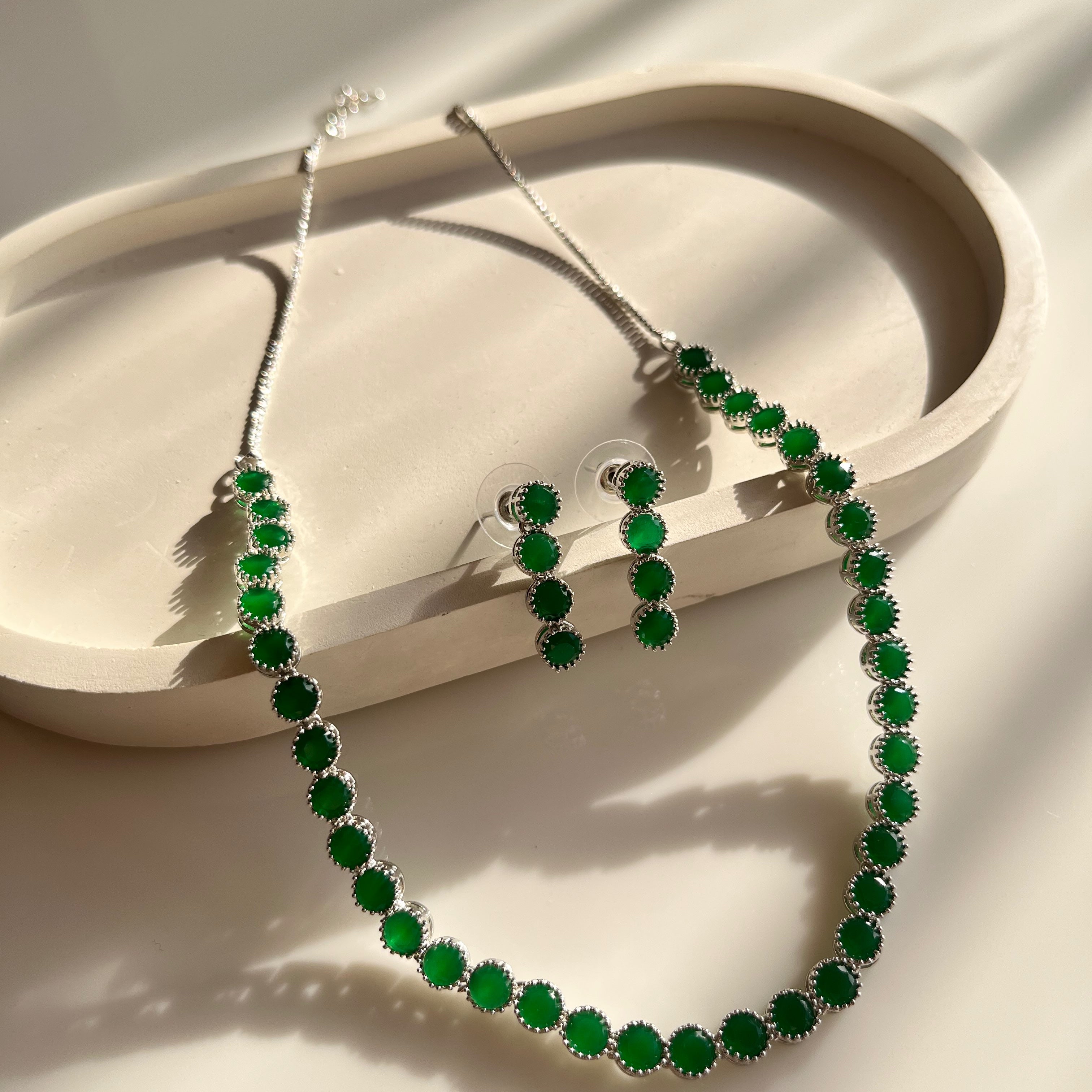 Monica AD Single Layer Set  (2 earrings and Necklace)